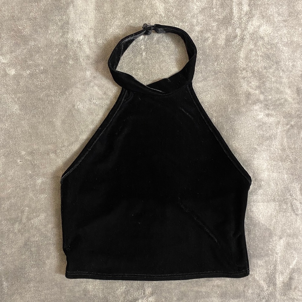 Black velvet crop top